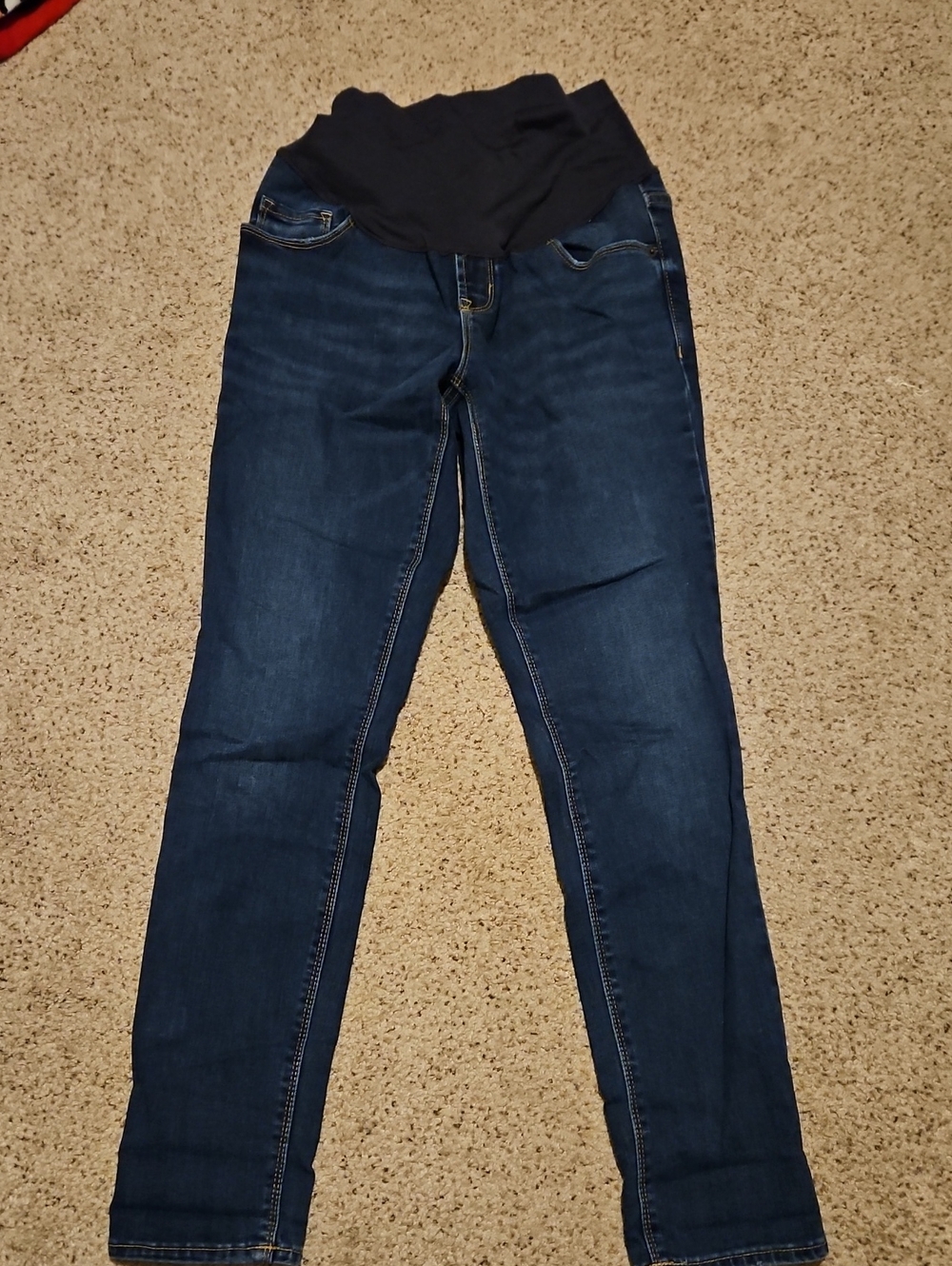 Old Navy Dark Blue Skinny Maternity Jeans with Black Stretch Panel